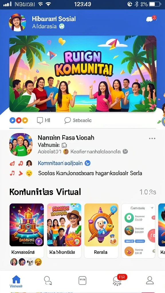 Screenshot menunjukkan fitur interaksi sosial antar pemain.