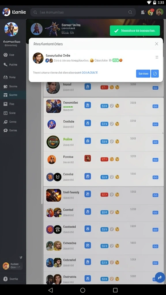 Fitur live chat untuk interaksi antar pemain.
