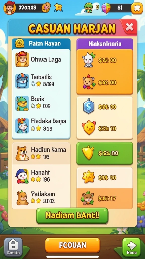 Penggunaan item dan senjata dalam permainan.